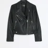 Black faux leather biker jacket