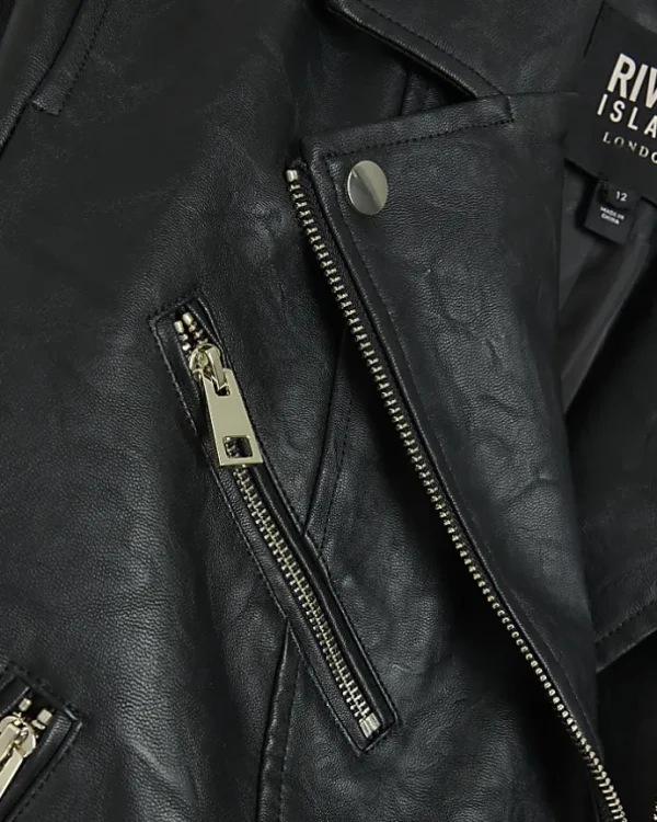 Black faux leather biker jacket