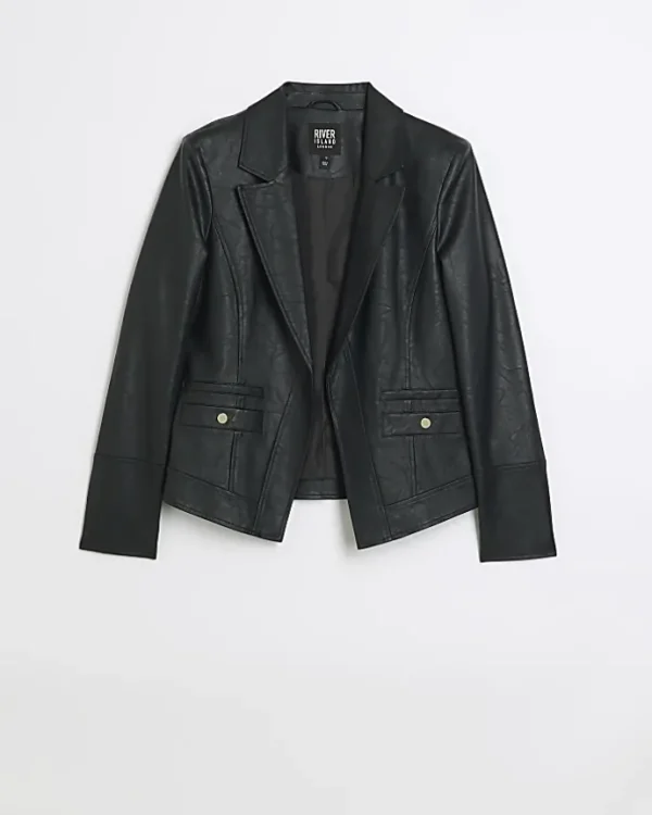 Black Faux Leather Blazer