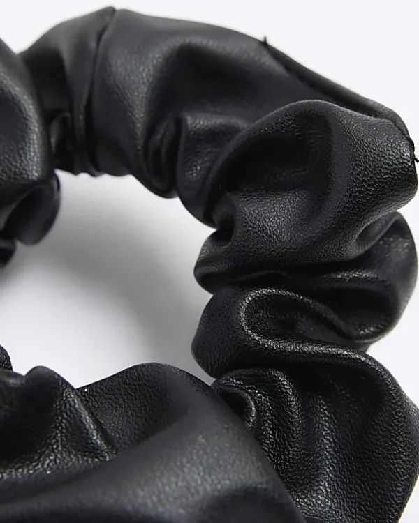 Black Faux Leather Hair Scrunchie