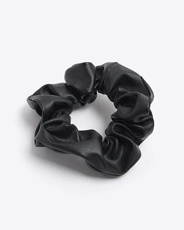 Black Faux Leather Hair Scrunchie