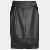 Black faux leather pencil skirt