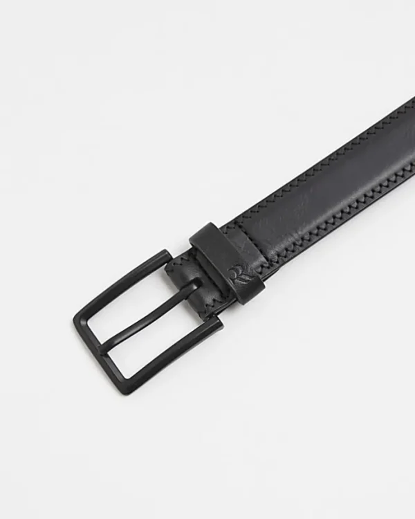 Black faux leather smooth belt