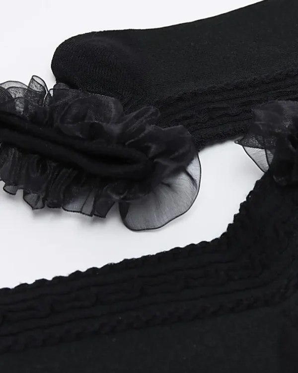 Black frill ankle socks