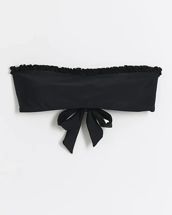 Black frill bandeau bikini top