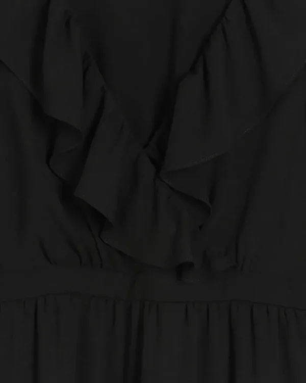 Black frill swing maxi dress