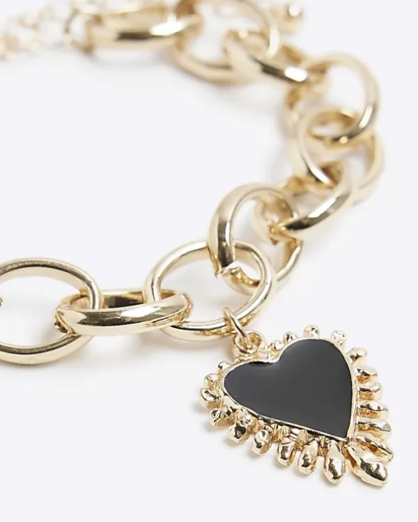 Black heart chain bracelet