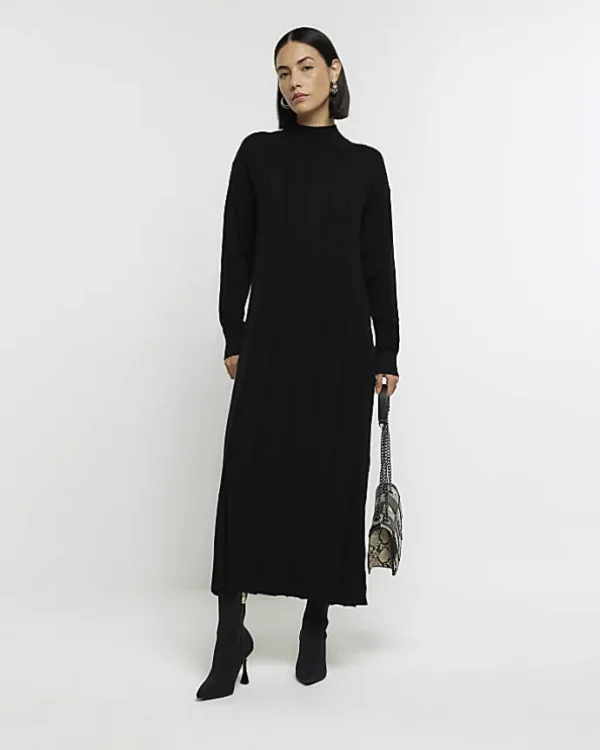 Black high neck jumper maxi dress