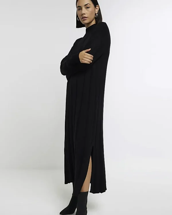 Black high neck jumper maxi dress