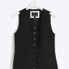 Black high V-neck waistcoat