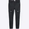 Black high waisted coated cargo skinny jeans