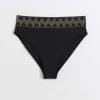 Black high waisted embellished bikini bottoms