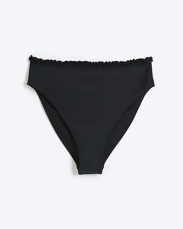 Black high waisted frill bikini bottoms