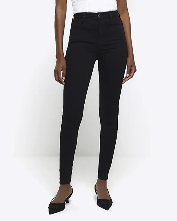 Black high waisted super skinny jeans