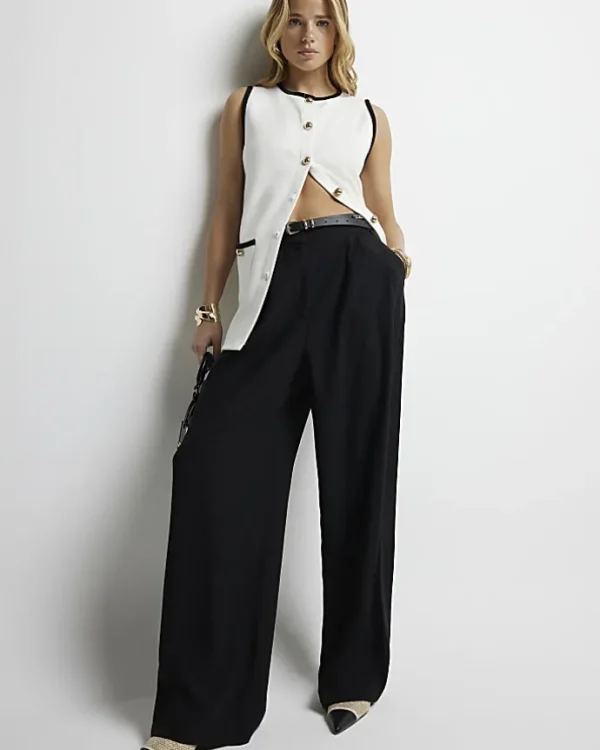 Black High Waisted Wide Leg Trousers