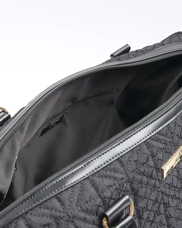 Black jacquard RI monogram travel bag