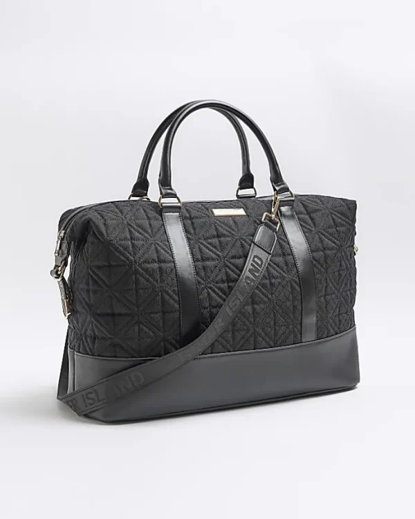 Black jacquard RI monogram travel bag