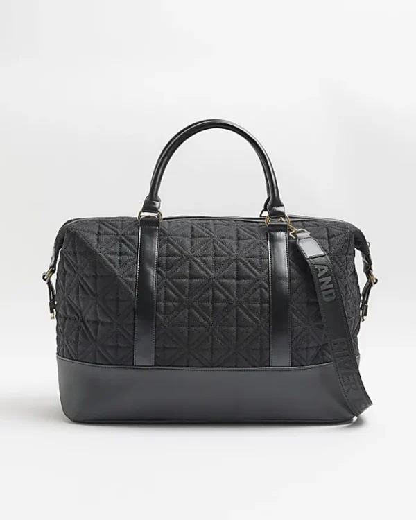 Black jacquard RI monogram travel bag