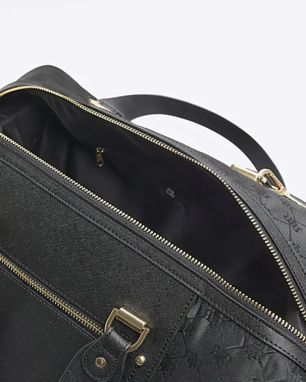 Black jacquard RI monogram travel bag