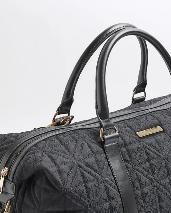 Black jacquard RI monogram travel bag