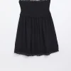 Black lace detail bandeau beach mini dress