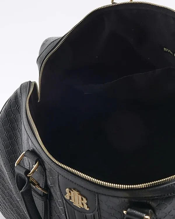 Black large embossed RI monogram travel bag