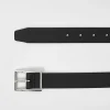 Black leather buckle belt