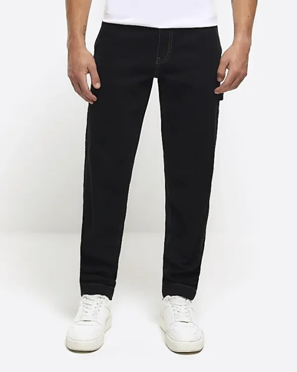 Black loose fit carpenter jeans