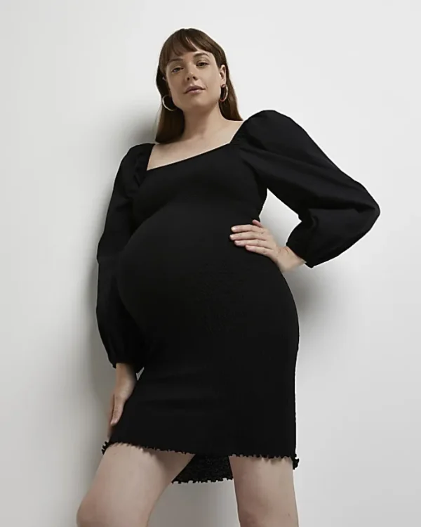 Black maternity bodycon mini dress