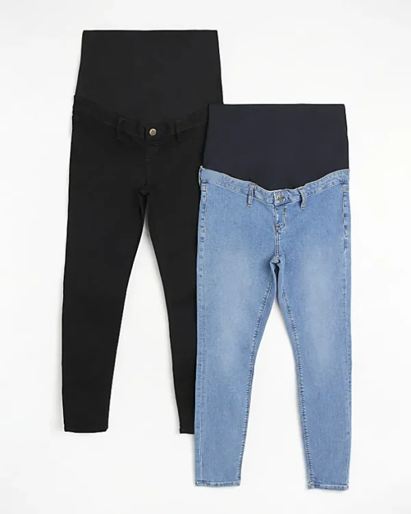 Black maternity skinny jeans multipack