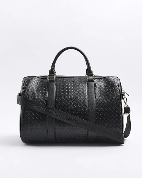 Black medium embossed RI monogram travel bag