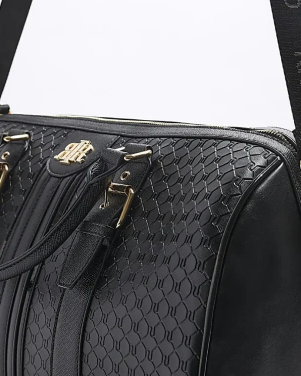 Black medium embossed RI monogram travel bag