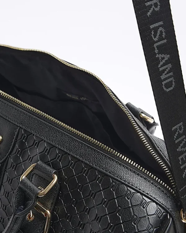 Black medium embossed RI monogram travel bag