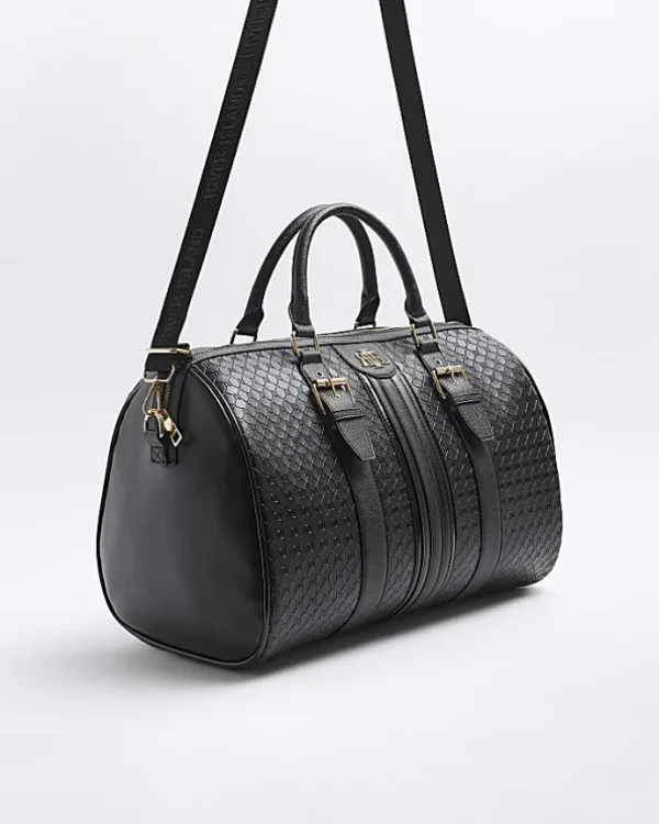 Black medium embossed RI monogram travel bag