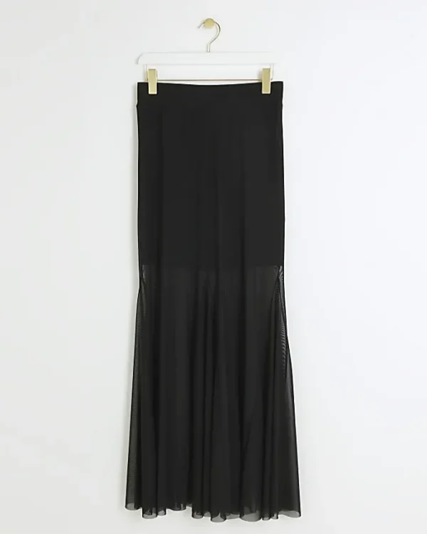 Black mesh maxi skirt