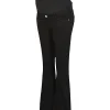 Black mid rise maternity flared jeans