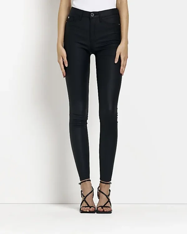 Black Molly coated mid rise skinny jeans