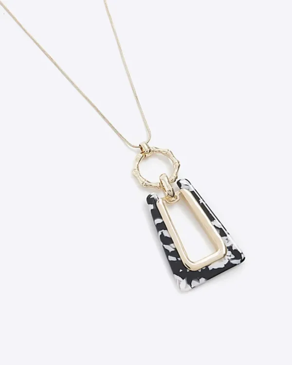 Black monochrome rectangle necklace