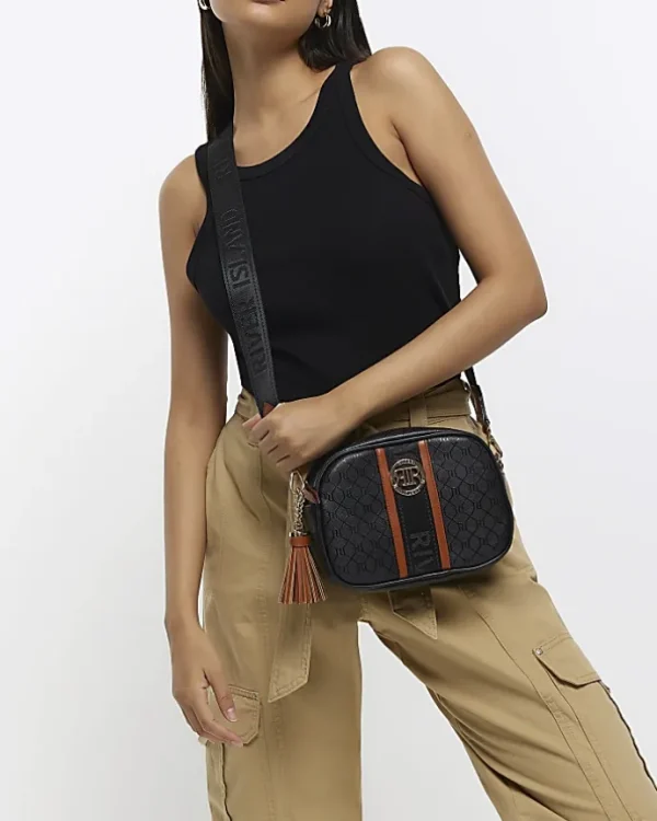 Black monogram cross body bag