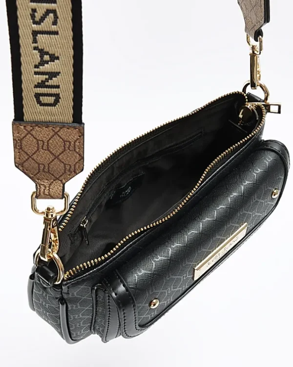 Black monogram pouchette bag