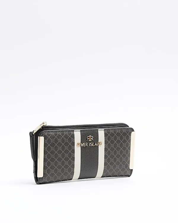 Black monogram stripe purse