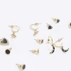 Black moon and star earrings multipack