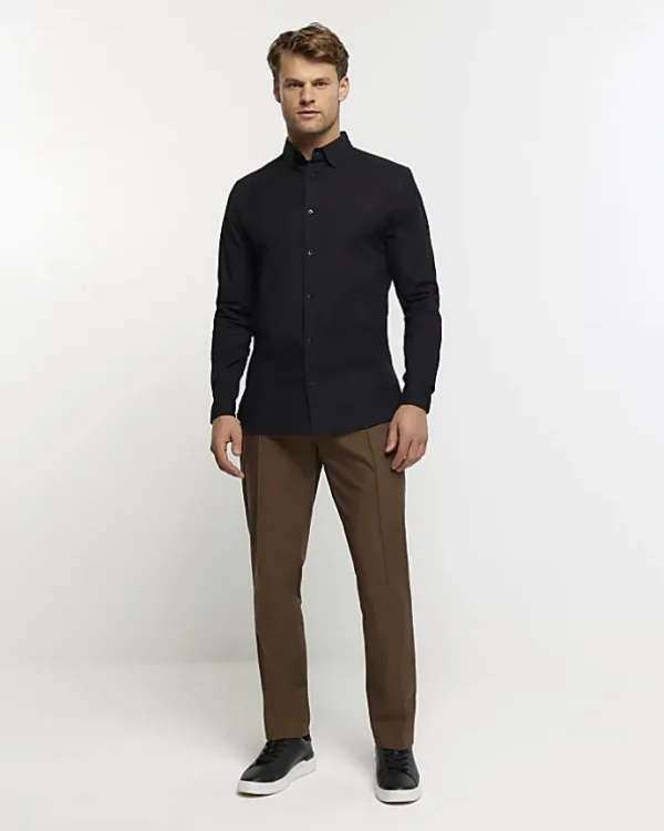 Black Muscle Fit Oxford Smart Shirt