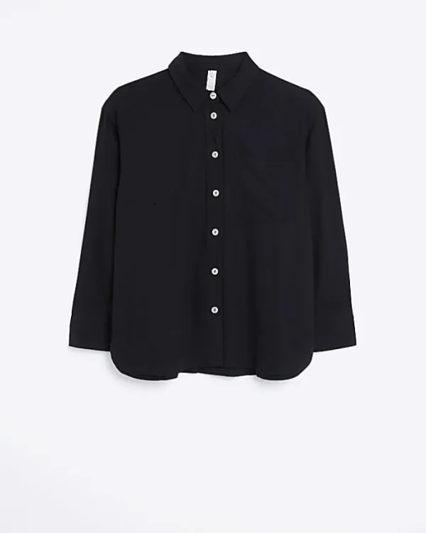 Black oversized shirt with linen