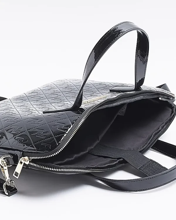 Black patent embossed laptop bag