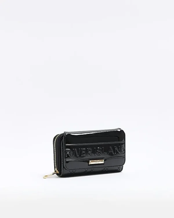 Black patent embossed purse