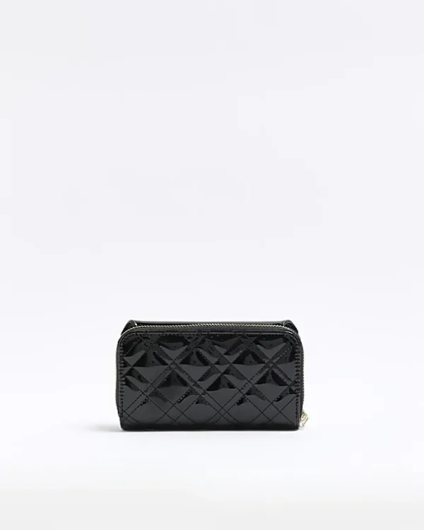 Black patent embossed purse