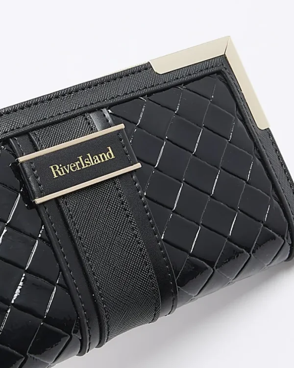 Black patent quilted purse