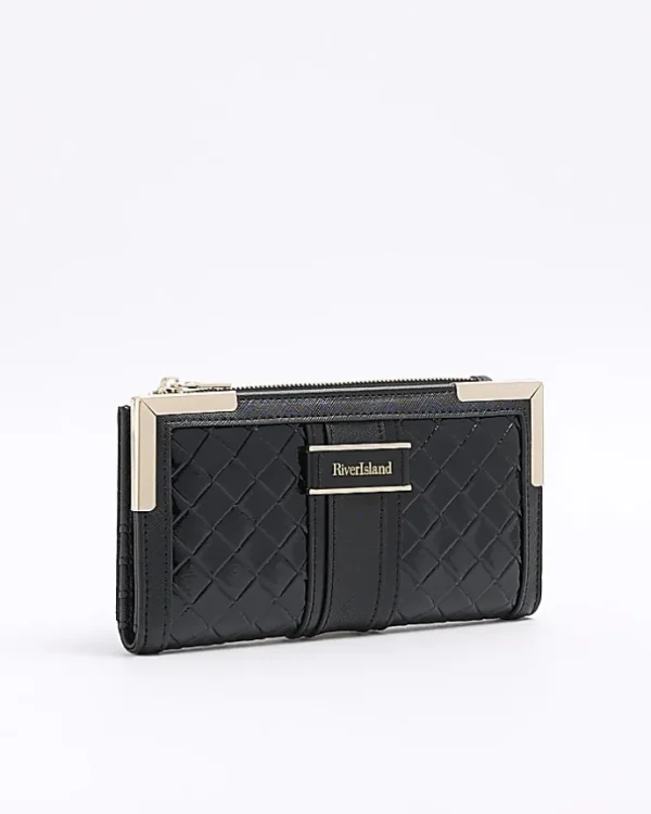 Black patent quilted purse