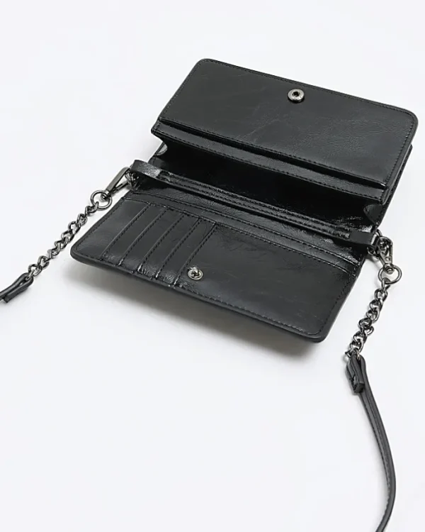 Black quilted chain cross body bag